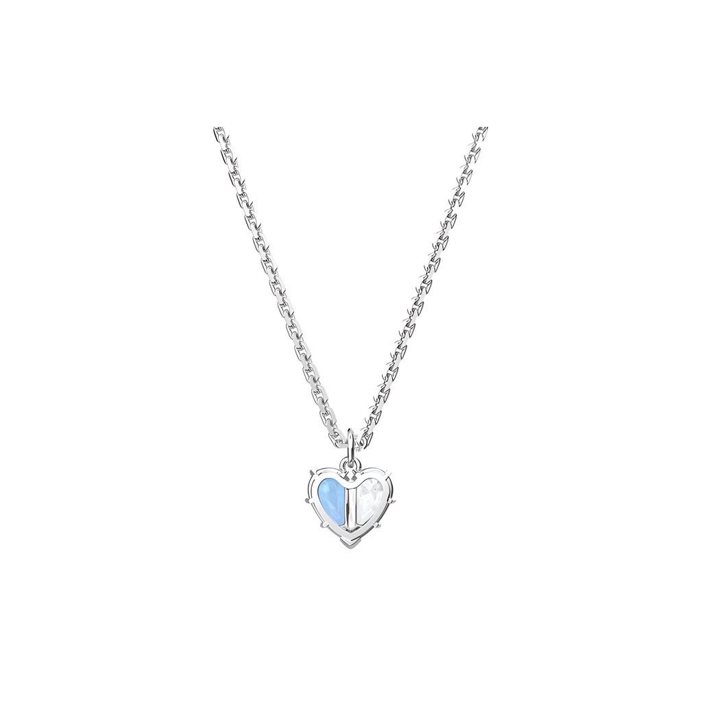 Swarovski Gema 520 Symmetrical Heart Cubic Zirconia Rhodium Plated Necklace Women necklace Blue 5653008
