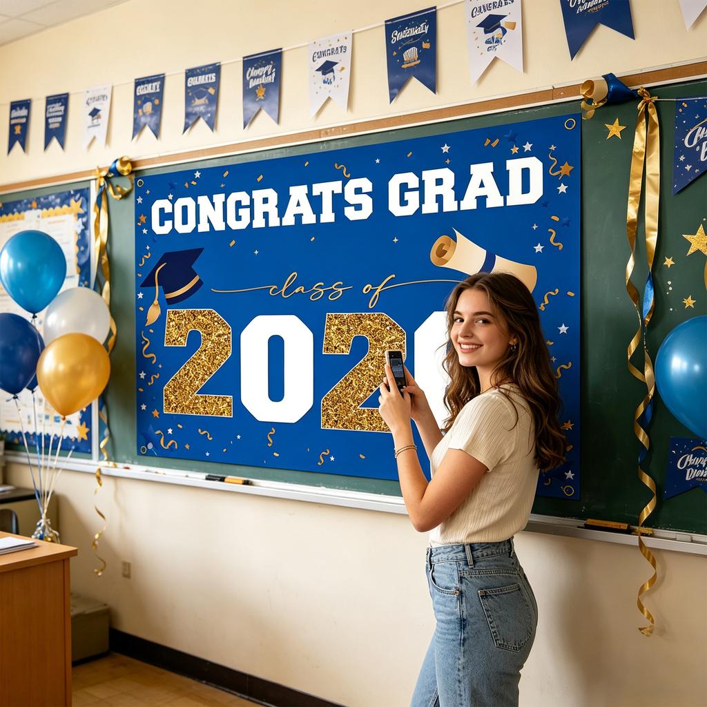 Congrats Grad 2026 Graduation Party Decoration Banner Class of 2026 Graduation Celebration Banner 180x120cm