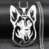 Animal German Shepherd Dog Pendant Necklace Women Men Stainless Steel Silver Color Pet Lover Chain Gift Jewelry Collar NZZZ532S1