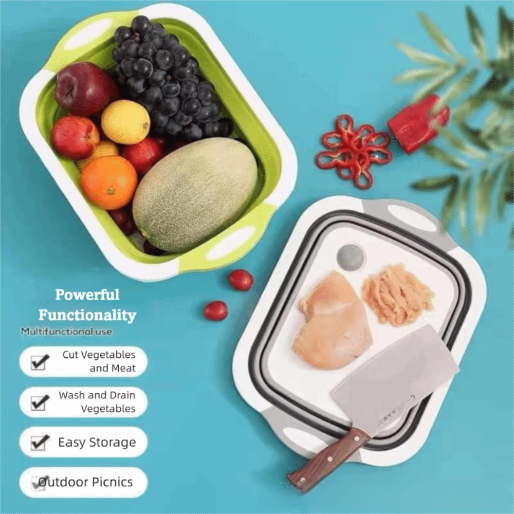 Portable Collapsible Cutting Board Space Saving with Built-in Sink Folding Wash Basin 3 In 1 Durable