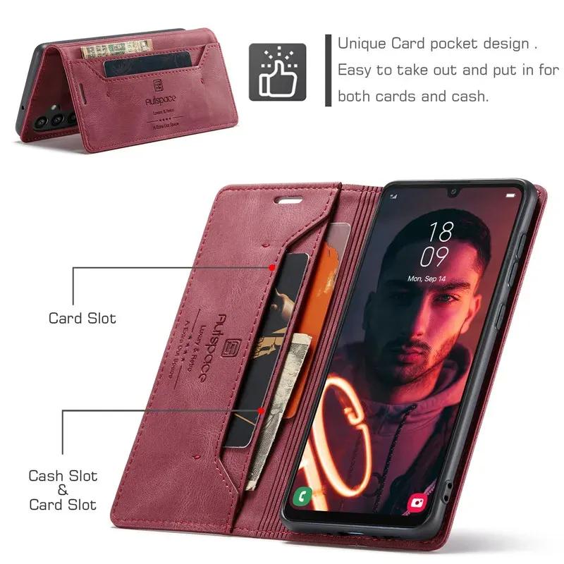 Magnetic Leather Phone Case For Samsung Galaxy S26 S25 Edge S24 Plus S23 S22 S21 Ultra S20 FE Note 20 Flip Wallet Card Cover Bag