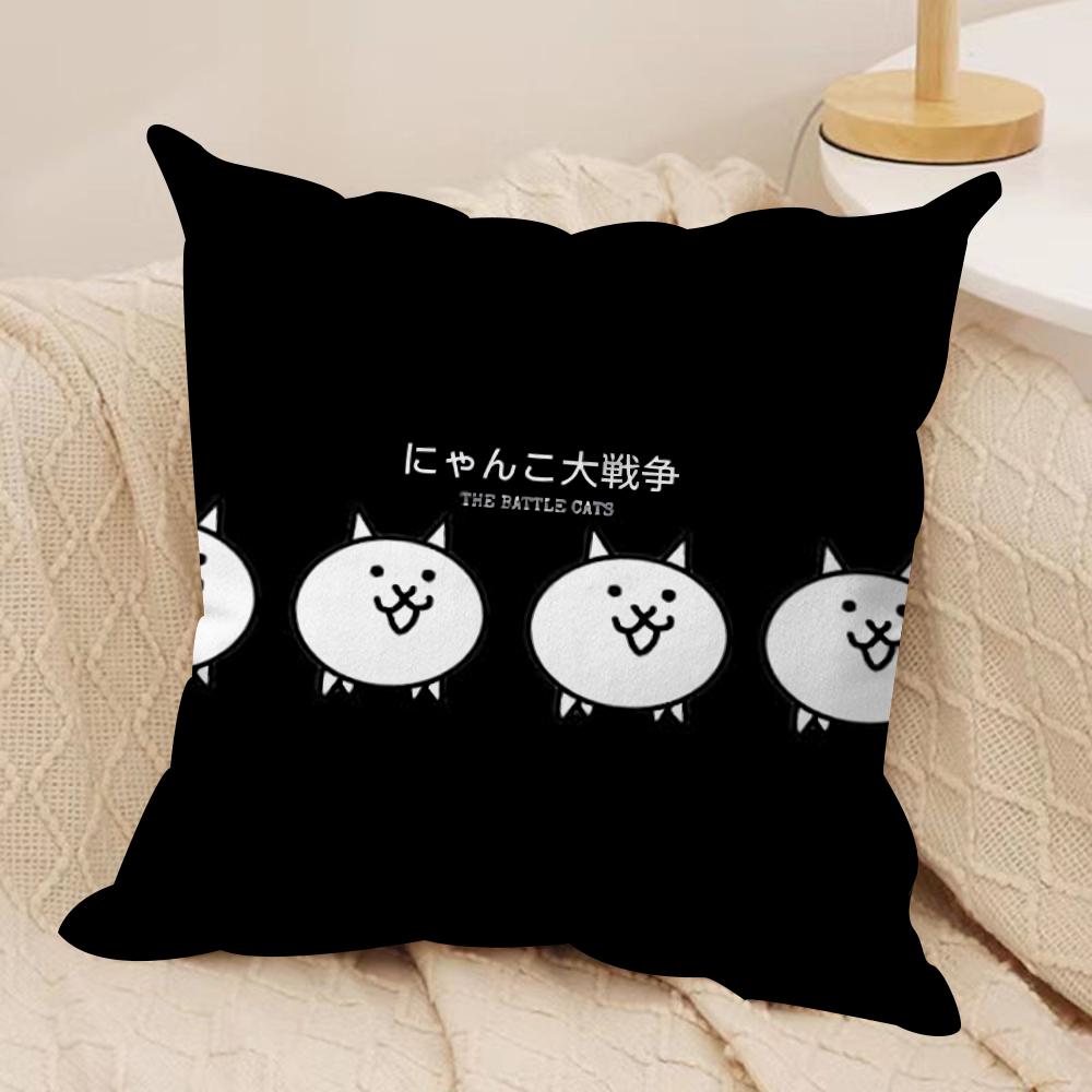 BBattle CCats Anime Cushion Cover Soft Plush Throw Pillow Cover DoubleSided Decorative Cushion Case Sofa Bedroom Home Decor