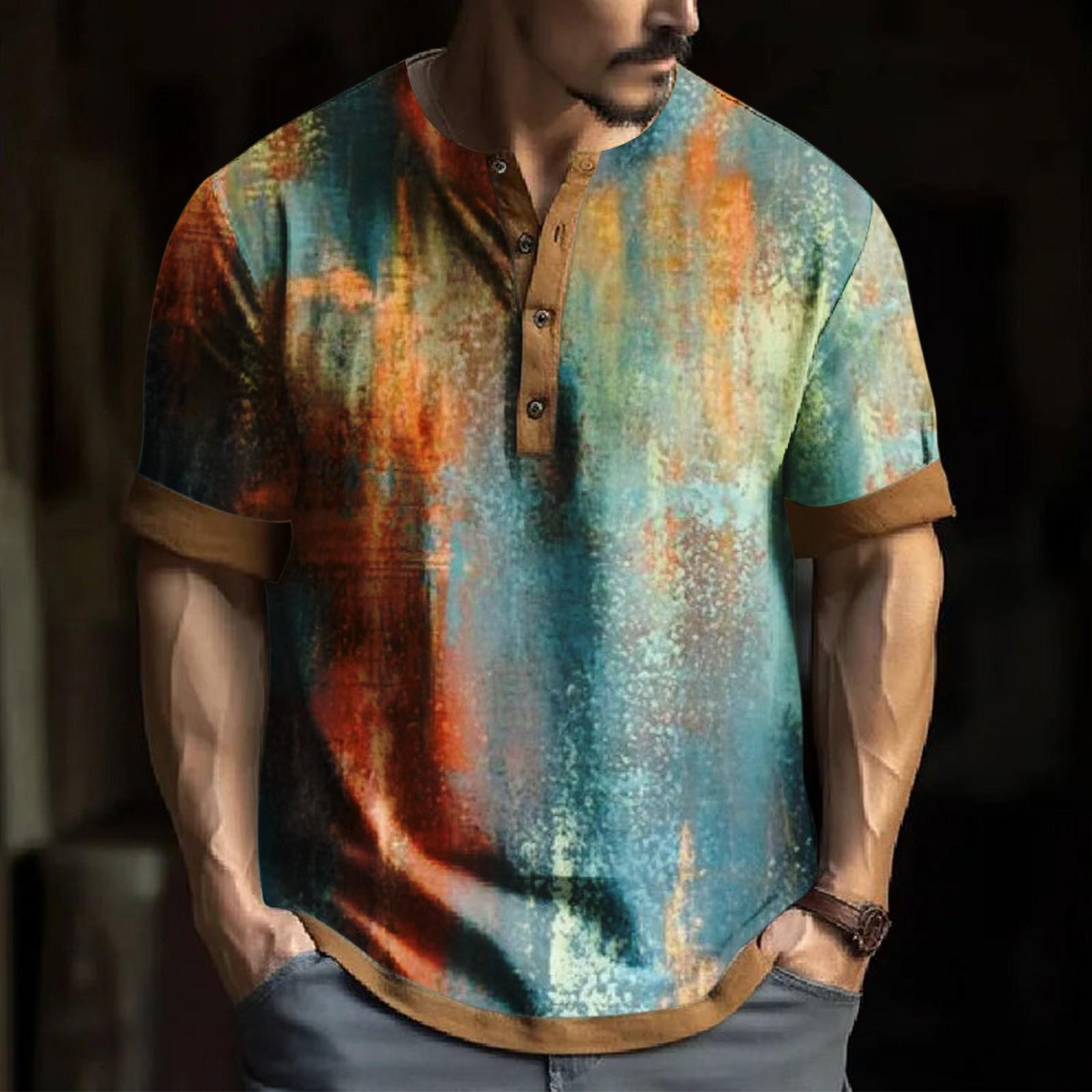 

Мужская модная футболка с коротким рукавом и вышивкой с коротким рукавом и принтом на весну и лето M синий