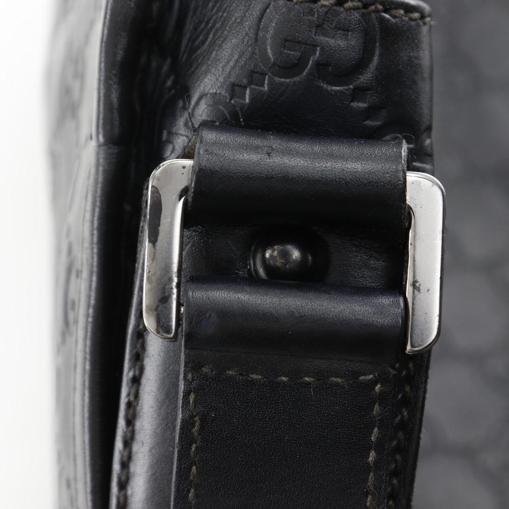 Gucci Messenger-Umhängetasche 145844 GG schwarz Sima-Leder Herren Gebraucht