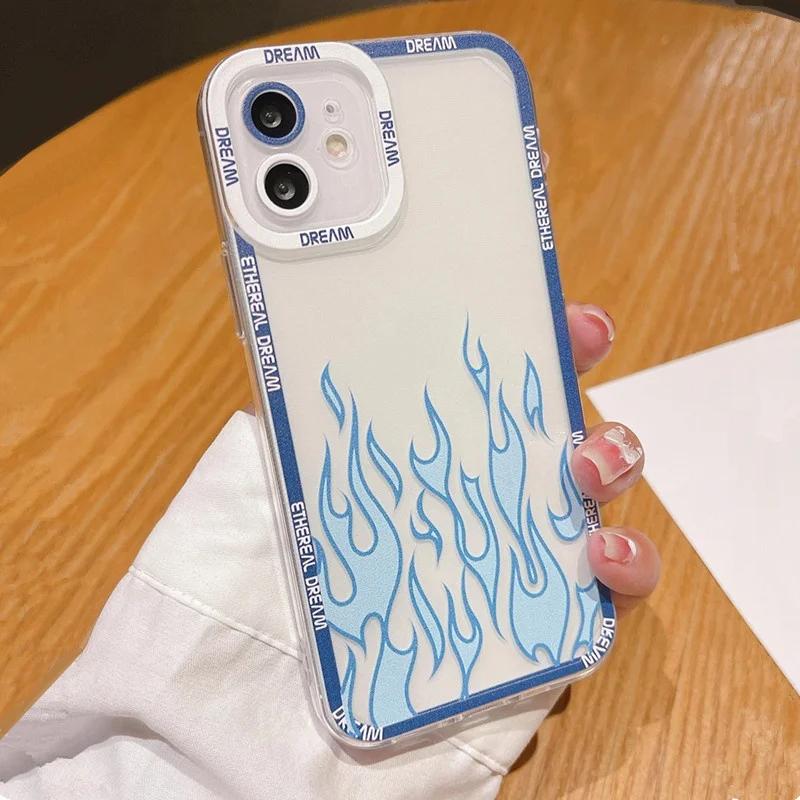 

Blue Fire Pattern Phone Case For Samsung A16 A06 A55 A35 A25 A15 A05 A54 A34 A24 A14 A04 A13 A53 A33 Clear TPU Back Cover Samsung A22 5G