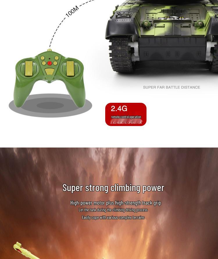 Large RC Parent-Child Tank Battle Toy: Rechargeable, Tracked Off-Road 2.4G Cannon Vehicle