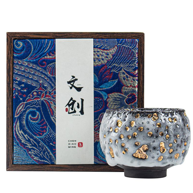 PINNY Ceramic Gilt Shino Tea Cup Natural Ore Handmade Teacups Heat Resistant Kung Fu Tea Bowl