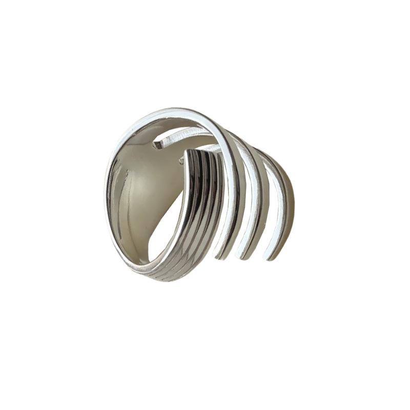 Multi-layer Cross Ring Niche Design Texture Simple Fashion Versatile Heavy Industry Wide Striped Ring