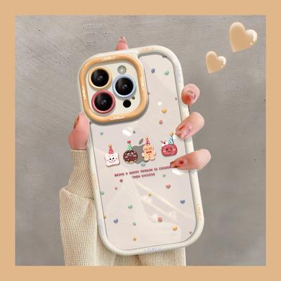 Applicable To IPhone15 IPhone Cell Phone Case 14 Promax Cute Cartoon Cookies 13 Transparent Full Pack XS Silicone Women