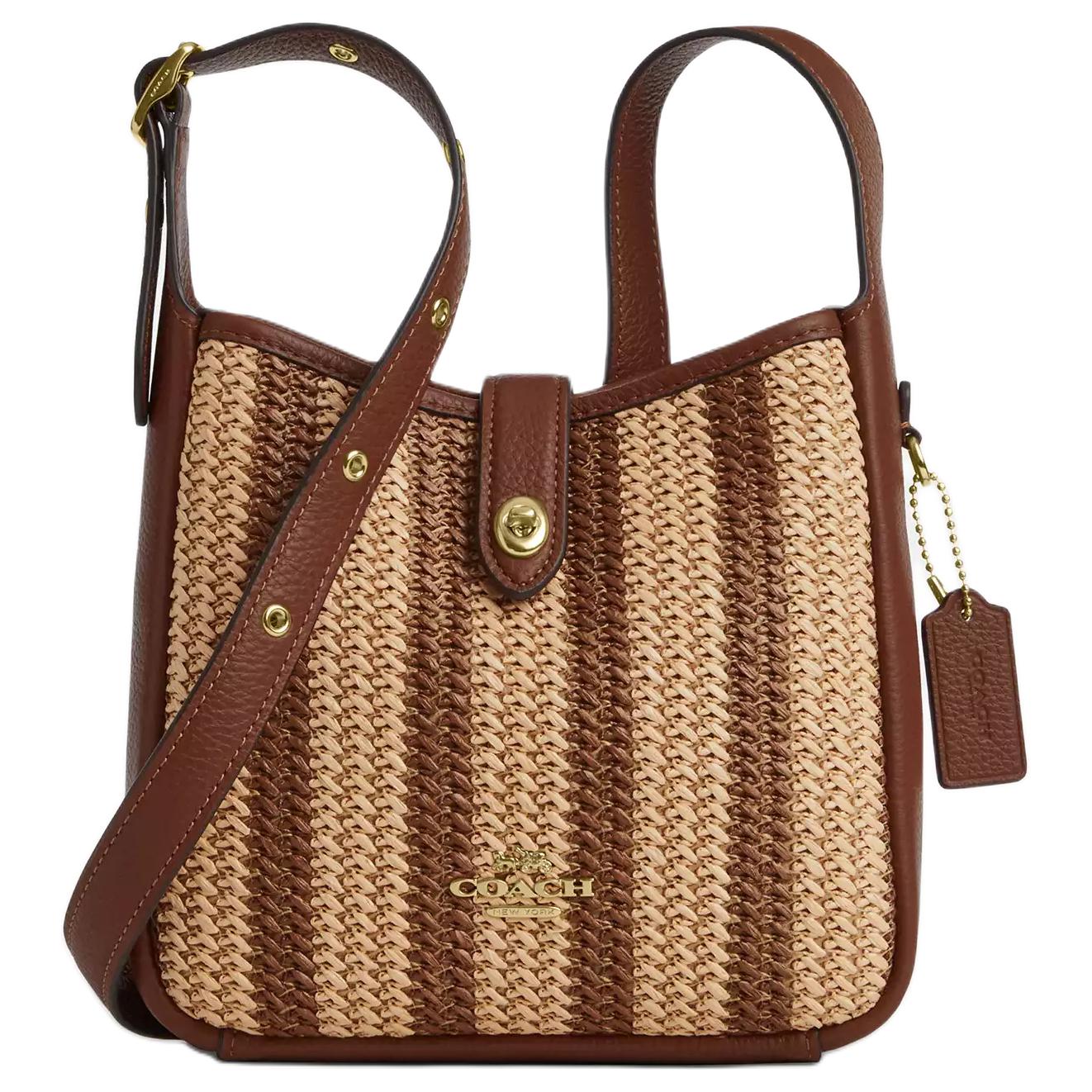 

Coach Hadley 20 Adjustable Shoulder Strap Woven Straw Shoulder Crossbody Bag Small Women bags Gold Mahogany CBI10-IMR0B Basic Set (Bag+Dust Bag)