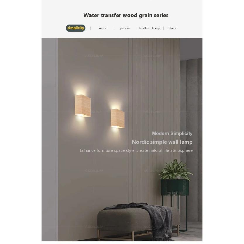Nordic Wall Lamp Led Up Down Warm Light For Living Room Bedroom Aisle Wall Decor Wood/Walnut Corridor Sconce Decorative Fixture