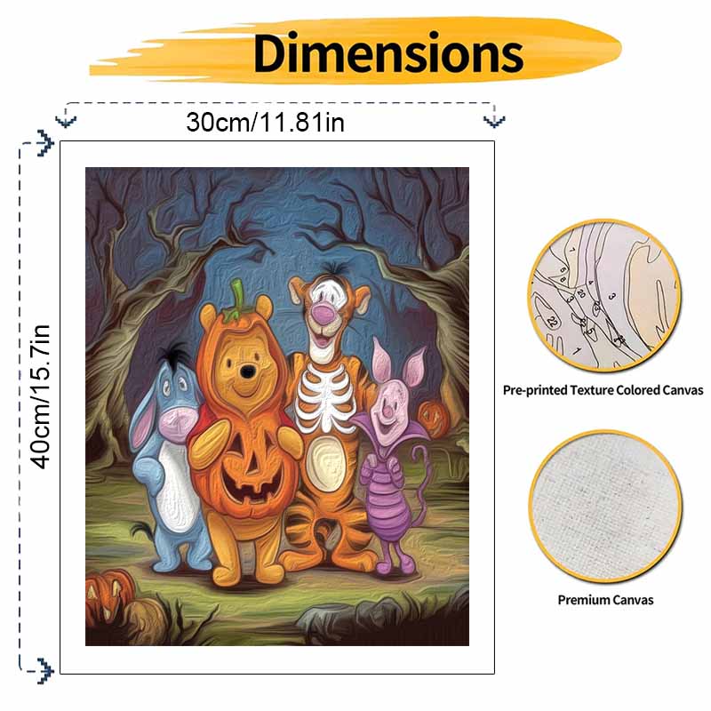 Disney Halloween Pooh Oil Painting Kit Home Bedroom Wall Decor Handmade Gift Art Crafts Supplies DIY Canvas Picture Decor