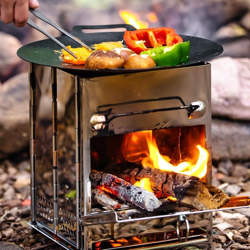 Portable Foldable Wind-proof Wood Burnings Stove Stainless Steel Alcohol Stove