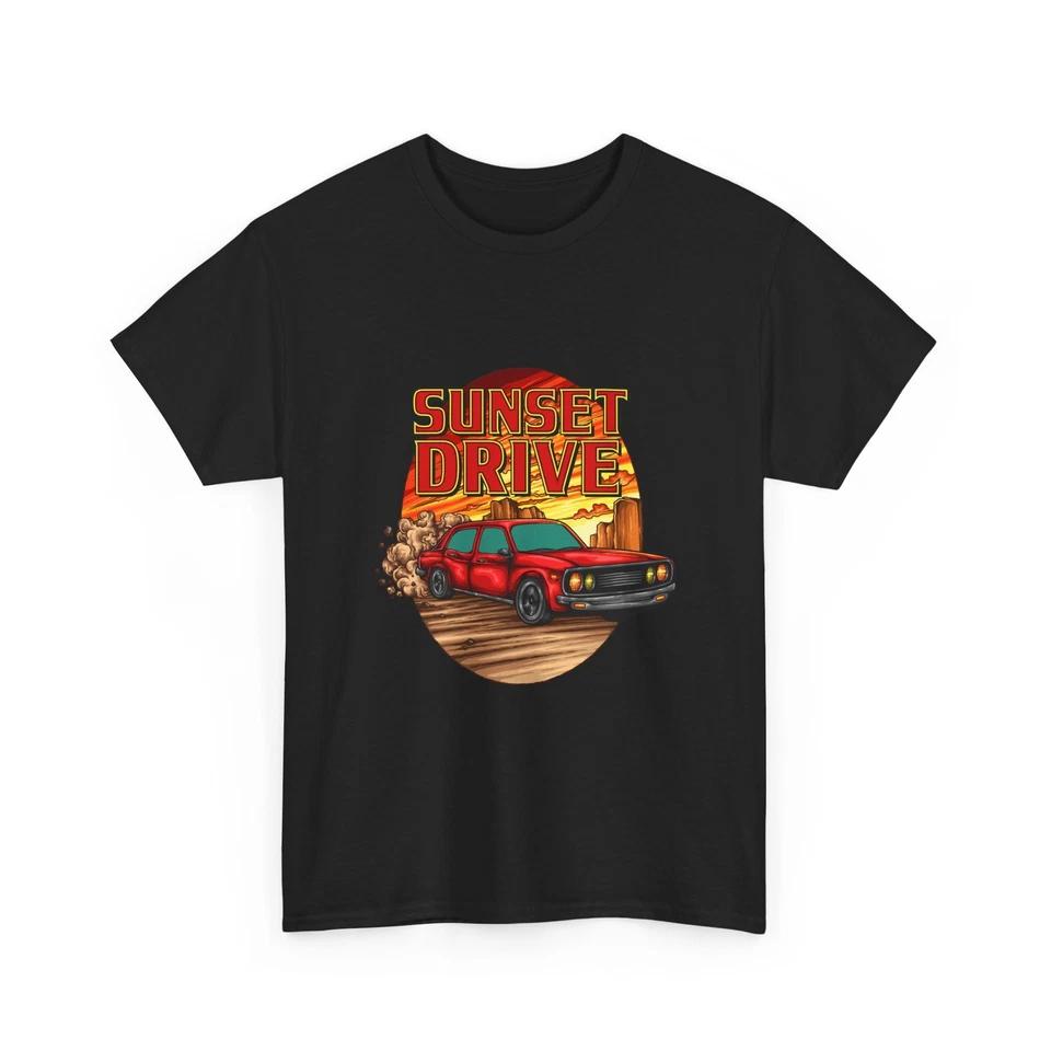Sunset Drive Vintage Car T-Shirt | Sunset Graphic T-Shirt Cotton, Dad Gift Shirt M