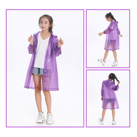 Kinder Regenmantel für Jungen und Mädchen, durchsichtig, mit Kapuze, EVA, lang, Regenschutz, Outdoor-Regenbekleidung