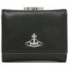 Vivienne Westwood Vegan Grain Wallet with Clasp 51010018 S000D N403 Tri-fold Closure, Black, Women's, [Used]