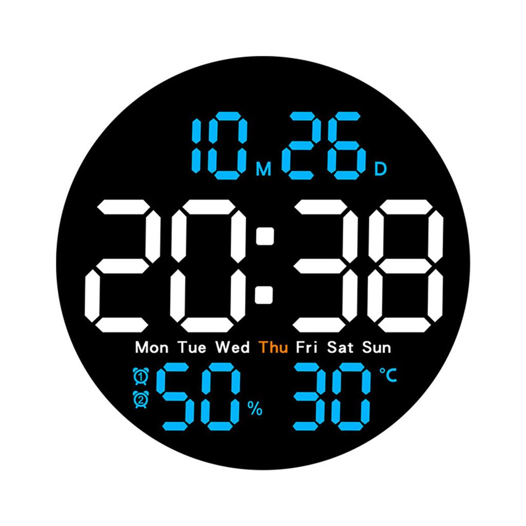 LED Digital Wall Clock Large Display Electronic Alarm Clock Remote Controlled Automatic Backlights Temperature Humidity