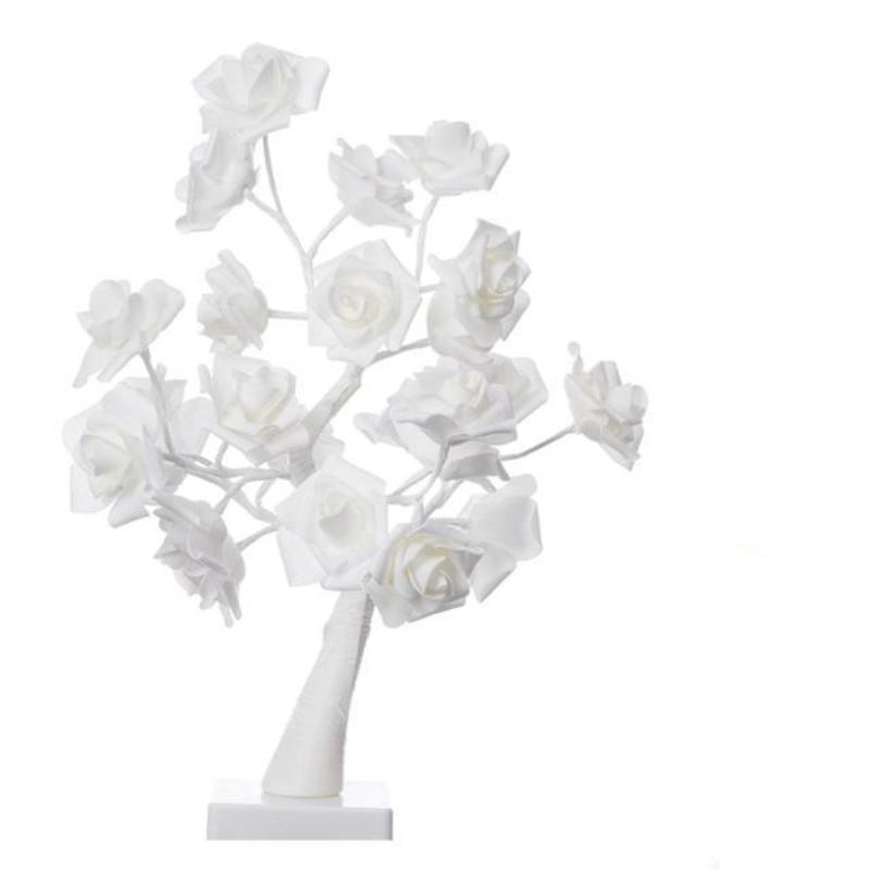 

LED White Rose Flower Night Rose Bedroom Night Lamp Home Lamp Decor Simulation Tree Christmas Wedding | LED Table Lamps