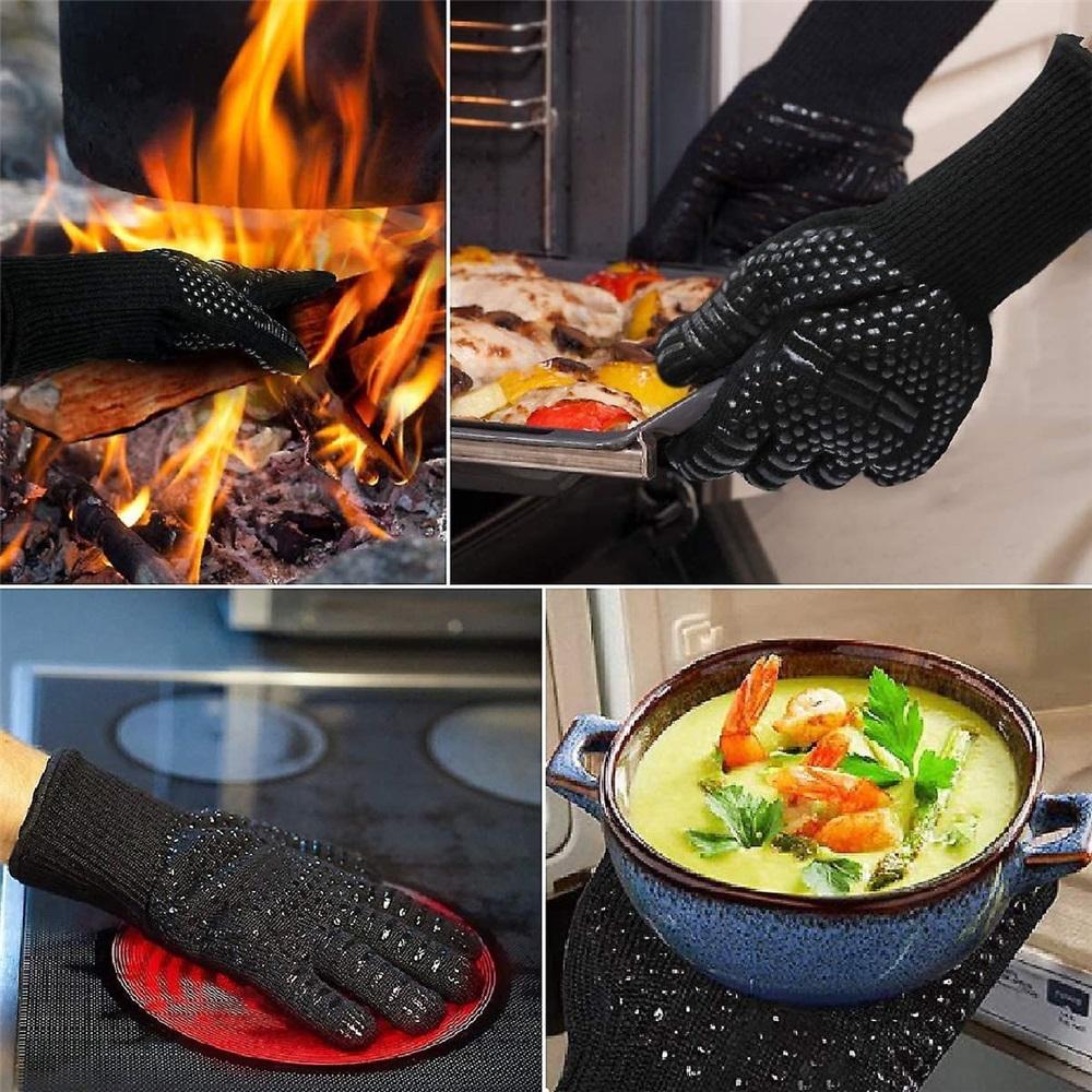 1 Pair Barbecue Gloves,up To 800c Universal Non-slip Heat Resistant Oven Gloves