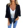 Women Lapel Jackets Collar Blazer, 3/4 Sleeve Open Front Business Casual Ladies Blazers Suit Jacket, Office Work Short Blazer for Spring Fall