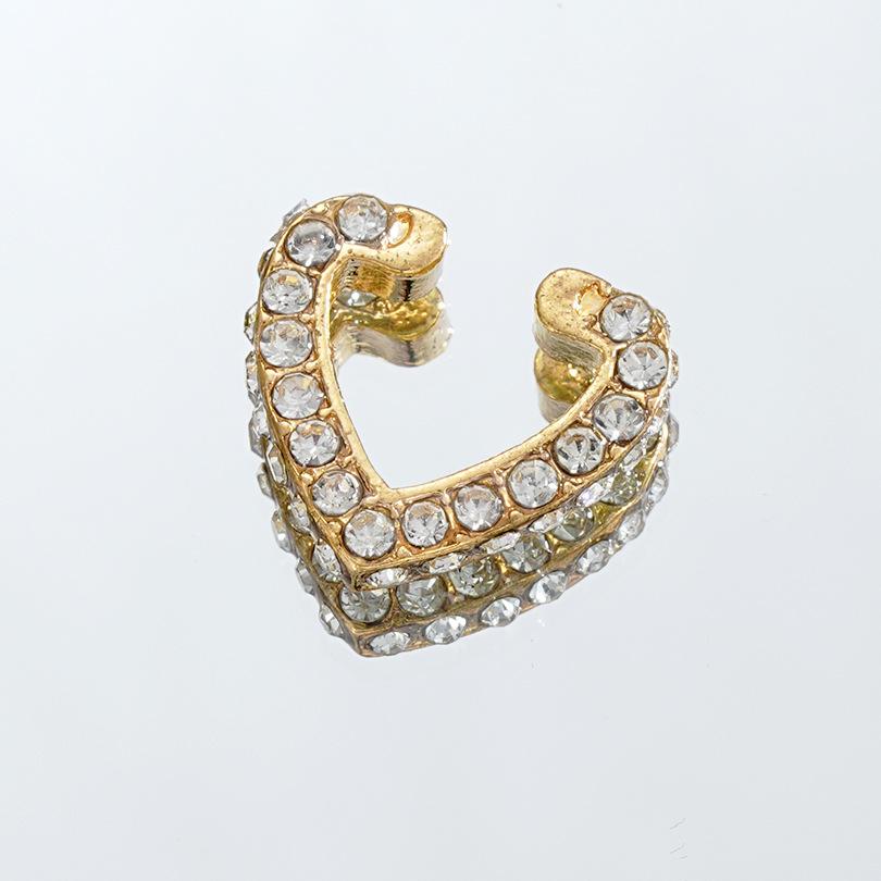 Gold Color Simple Heart Zircon Ear Cuff Clip on Earring for Women No Pierced C Shape Pink Crystal Earcuff Ear Wrap Clips Jewelry