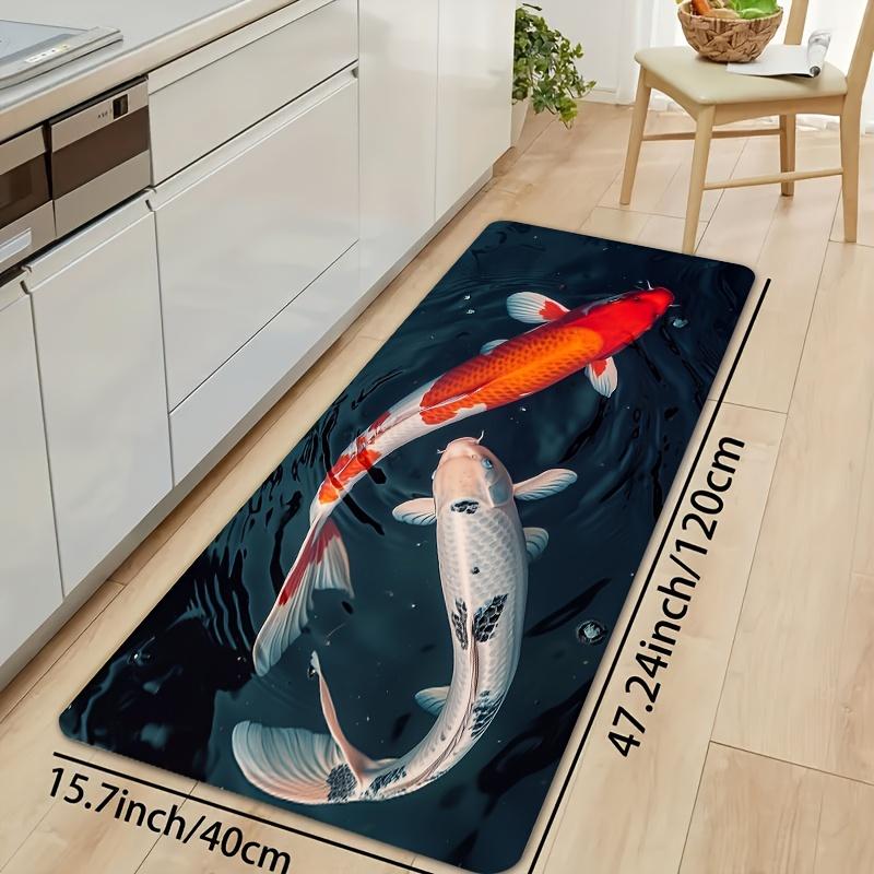 1 Stück Anti-Ermüdungs-Küchenteppiche, Fischdruck Wasserdicht Rutschfest Dick Gepolsterte Küchenmatte Hochbelastbare Komfort-Stehmatte für Küche