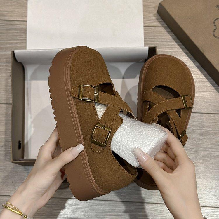 

Retro style platform Boken shoes women s 2025 summer and autumn new solid color versatile casual muffin bottom loafers small leather shoes 35 жёлтый