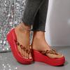 Women Bohemian Platform Wedge Sandals Rhinestone Thick Sole High Heel Slip On Summer Footwear Fashion Style