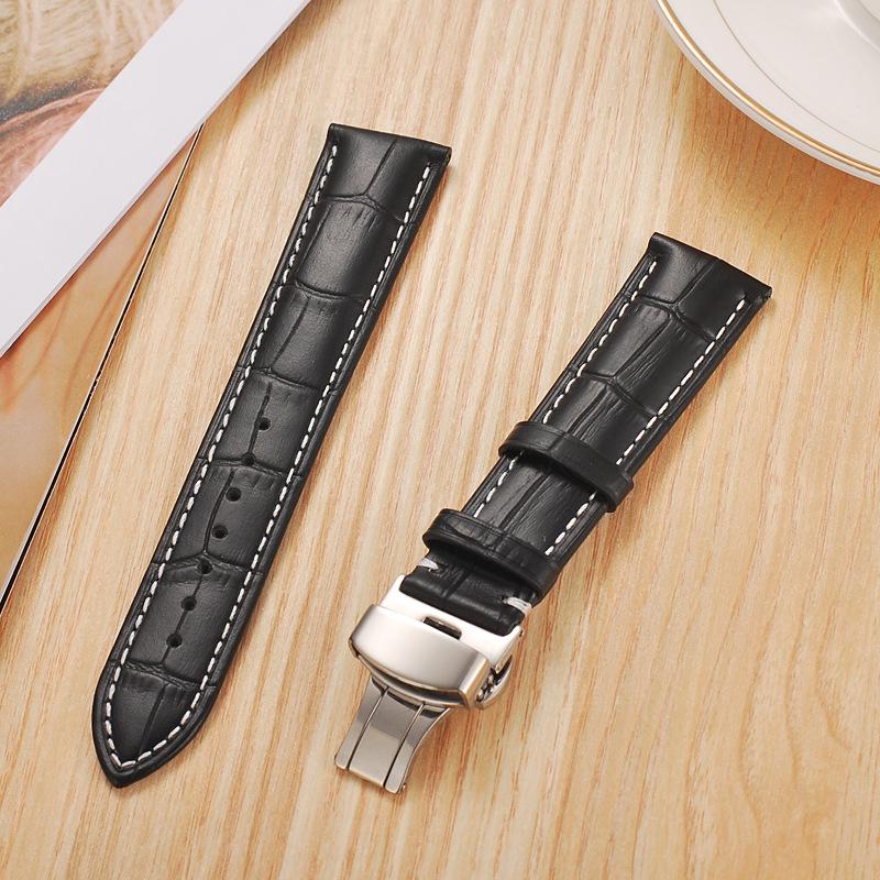 Oberste Schicht Rindsleder Echtes Leder Bambusmuster Uhrenarmband, 18-20mm