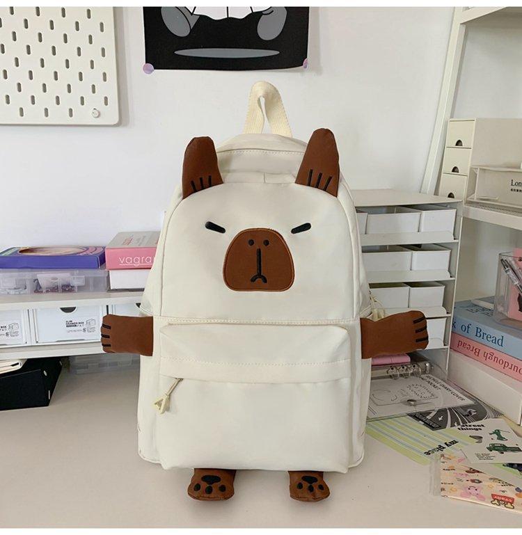 Schoolbag Kapibara school bag large capacity girl junior high school primary school students funny backpack capybara cute cartoon backpack