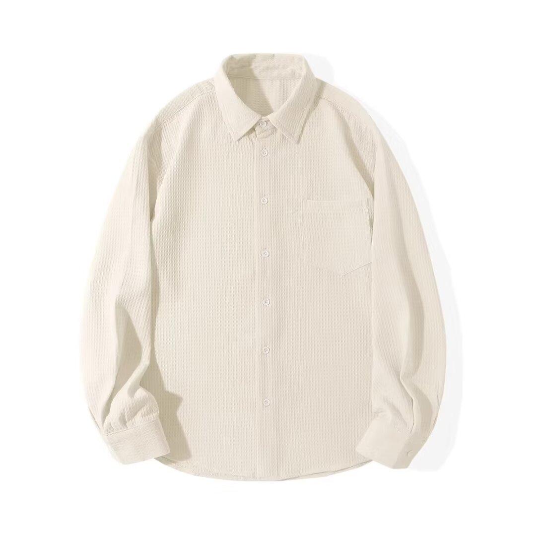 

Мужская рубашка с длинными рукавами для пожилых людей, однотонная, свободная, драпированная, новая весна-осень, куртка-рубашка для мальчиков, тонкий прилив 3XL абрикосовый