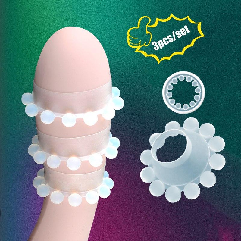 Transparent 3/6/12 Bead Penis Ring Delay Ejaculation Ring G-point Clitoral Stimulate Cock Ring Adults Product for Men