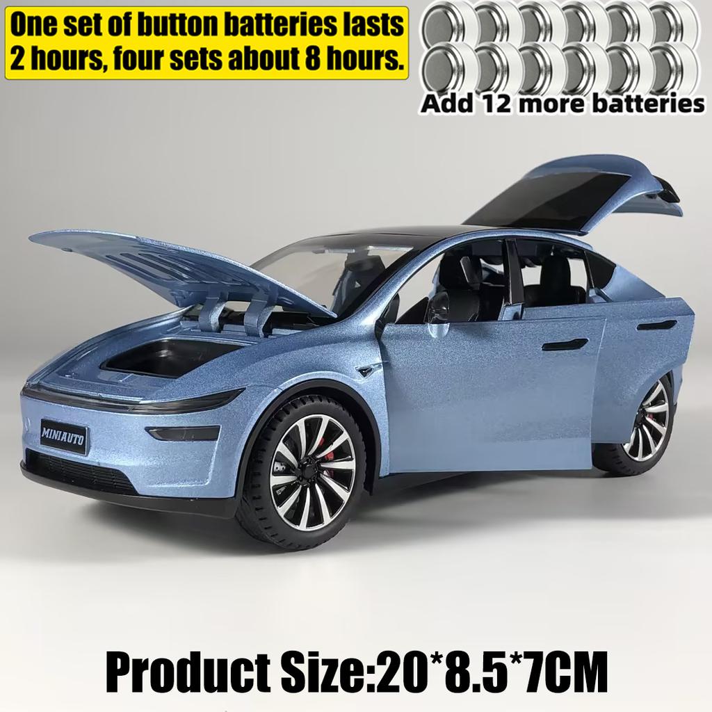 1:24 Model Y Facelift Off Road SUV Alloy Metal Diecast Model Car Sound & Light Pull Back Children Toy Collectibles Birthday Gift