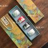 4pcs Gift Tea Cup Set Household Tea Cup Chinese Landscape Tea Cup Ceramic Underglaze Colored Drinking Utensils with Gift Box