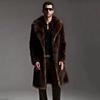 New Men's Mid-length Coat Faux Fox Fur Trim Plus Size Trench Coat Warm and Slim-fit Outerwear
