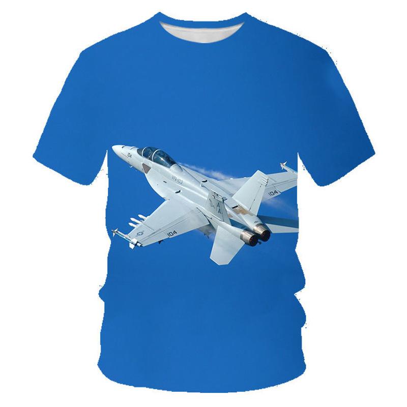 Aircraft Fighter Graphic T Shirt for Men Tops 3D Printing Round Neck Short Sleeve Summer Fashion Casual T-shirts Streetwear