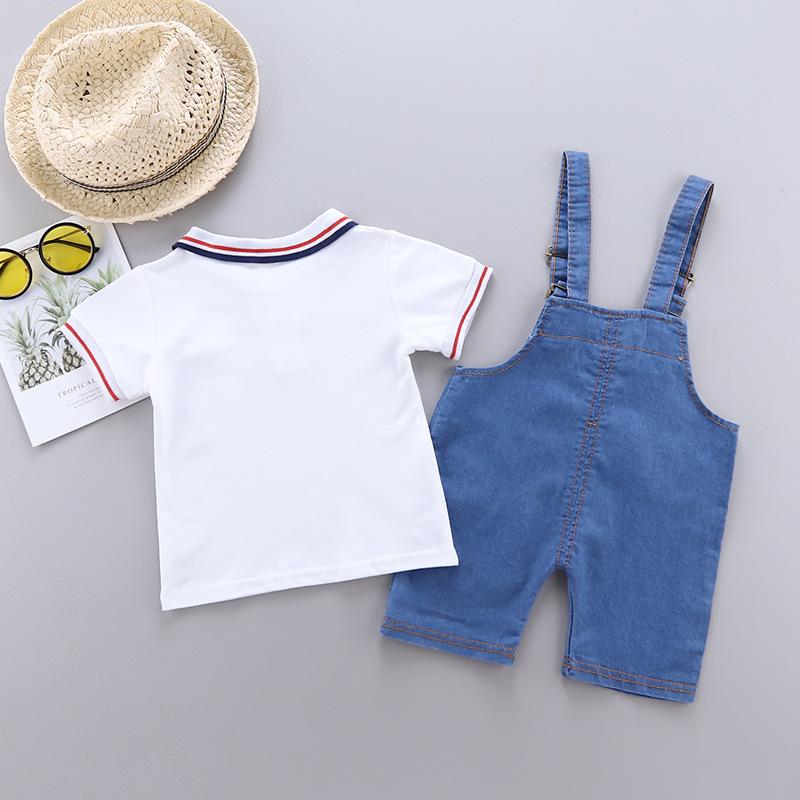 0-4 Years Children's Clothing Summer Boys Cartoon Casual Bib Shorts Two-piece Set