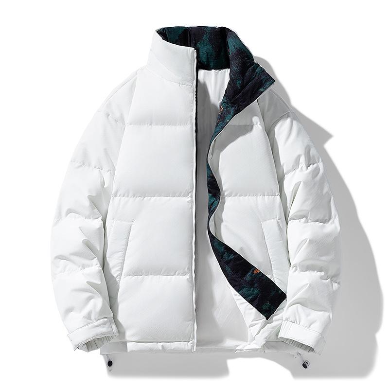 

Winter new stand-up collar fashion versatile white duck down jacket couple thickened warm and cold-resistant jacket M