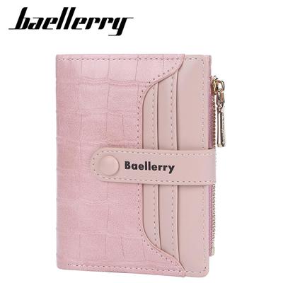 Women's Baellerry Korean Style Multi-card Bi-fold Wallet with Buckle and Zipper Coin Purse