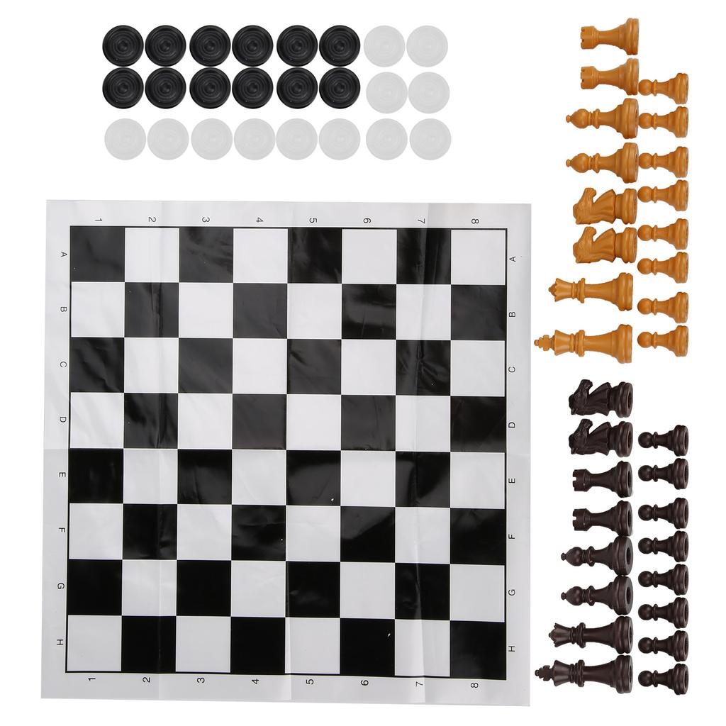 Plastic 2 In 1 International Chess Draughts Set Portable Travel Games Intelligent Toy