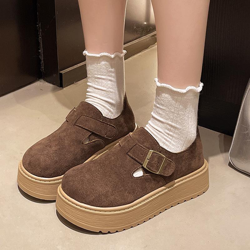 

Маффины на толстой подошве, всеобъемлющие туфли Boken для женской осени 2025, новые ретро-универсальные туфли-слипоны на платформе, увеличивающие рост, повседневные 40