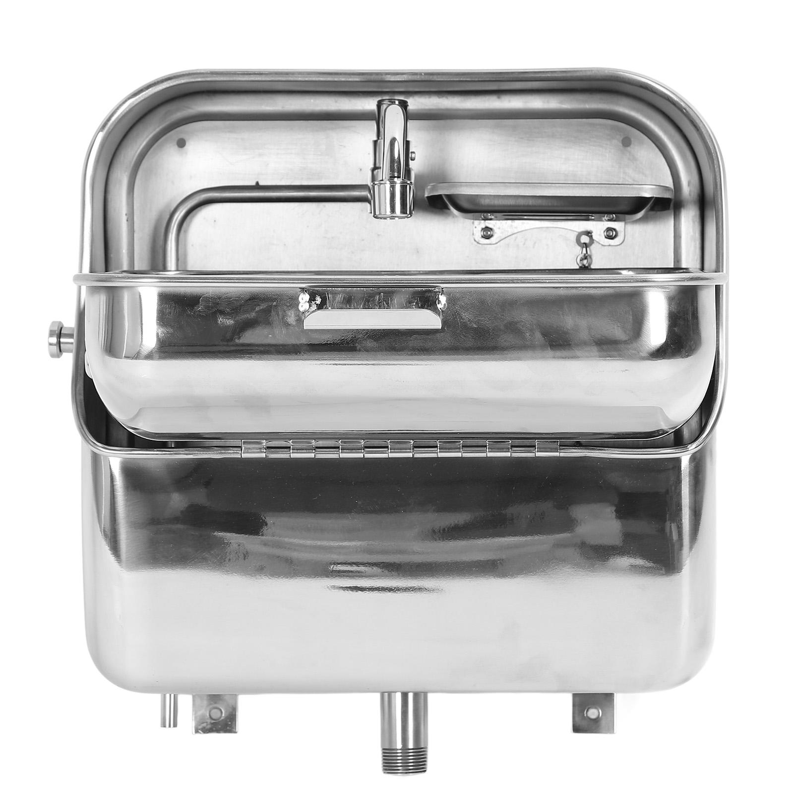 304 Stainless Steel Wall Mount Sink With Faucet Hidden Wall Hung Wash Basin for RV Food Truck Boat Motorhome