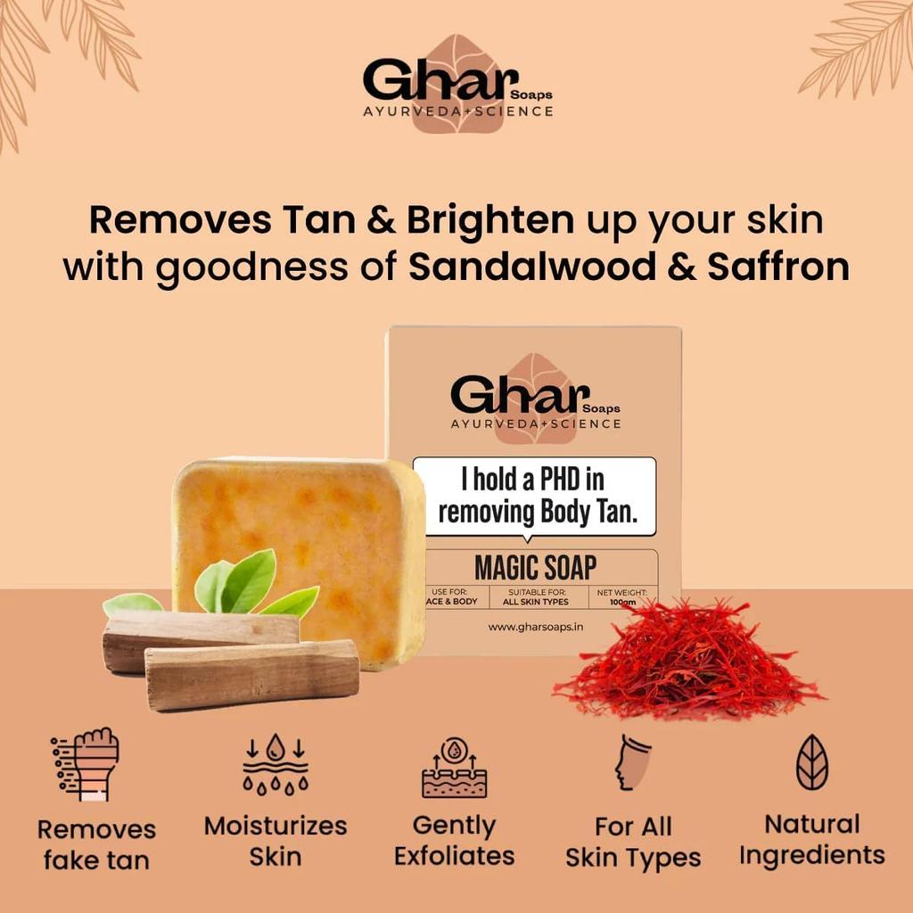 Ghar Soaps Sandalwood & Saffron Handmade Bath Soap 100 Gms Pack Of 1 For Glowing Bright Skin