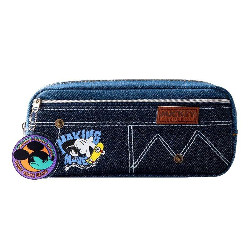 Mickey Mouse Vintage Pencil Case With Denim And Polyester For Students And Teens
