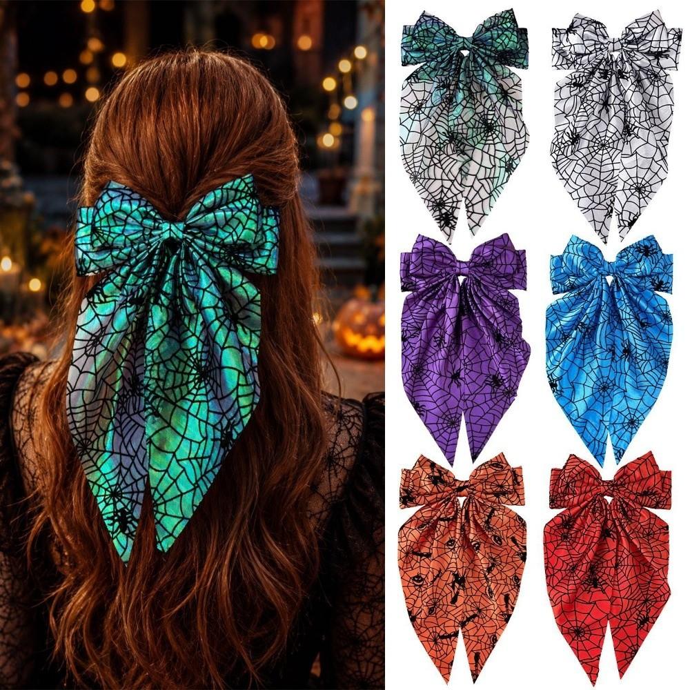 Gothic Pumpkin Hair Clip Bat Halloween Scrunchie Fashion Spider Web Hair Bow Masquerades