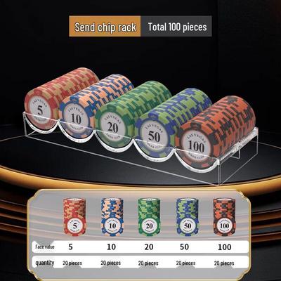Ensemble de jetons de poker Crown Mahjong avec plateau