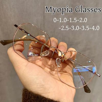 Nuovi Occhiali alla Moda Finiti per Miopia con Blocco Luce Blu Montatura Rotonda alla Moda Prescrizione per Vista Corta Diottria Meno Occhiali-1.0-1.5
