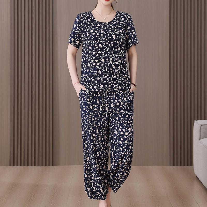 Summer Women's Two Pieces Set Plus Size Elegant Cotton Linen Pant Sets Casual Ladies Clothes