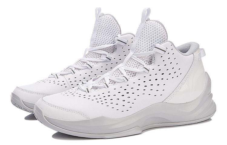 Men's Sneakers Li-Ning Li Ning Cushioning Rebound Cushioning Rebound Mid Top Basketball Shoes Unisex White