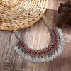 Ethnic Headband Vintage With Alloy Coins And Red Acrylic Gems For Women Gift